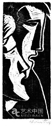 歌者、维尔纳•贝格、1950、木刻、46x19cm